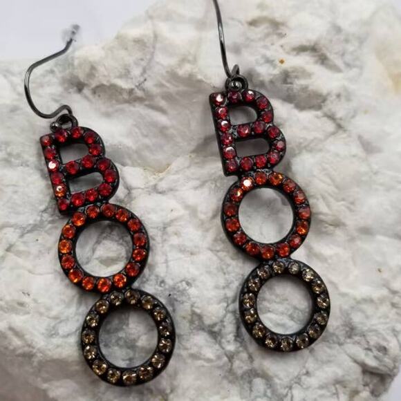 Halloween Boo Crystal Dangle Earrings - Picture 1 of 2